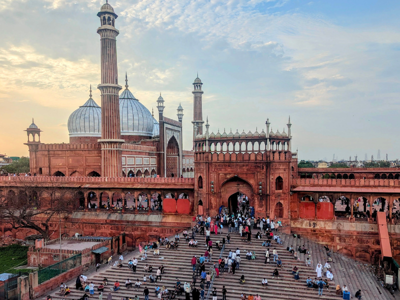 Vue imprenable du la grande mosquée de Delhi